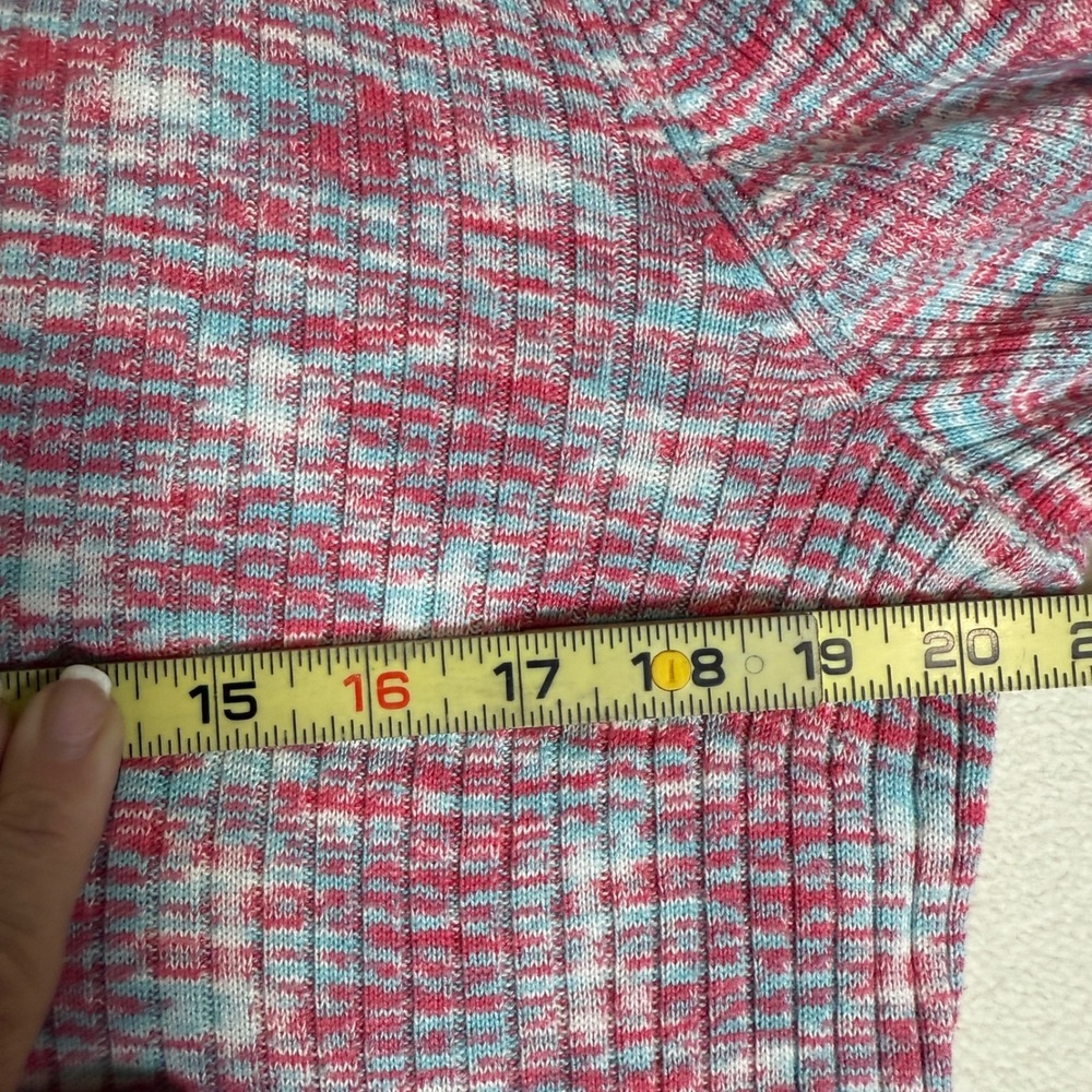 Sundance Womens XL Button Henley Top Pink Blue White‎ Ribbed Knit Long Sleeve - Picture 5 of 6